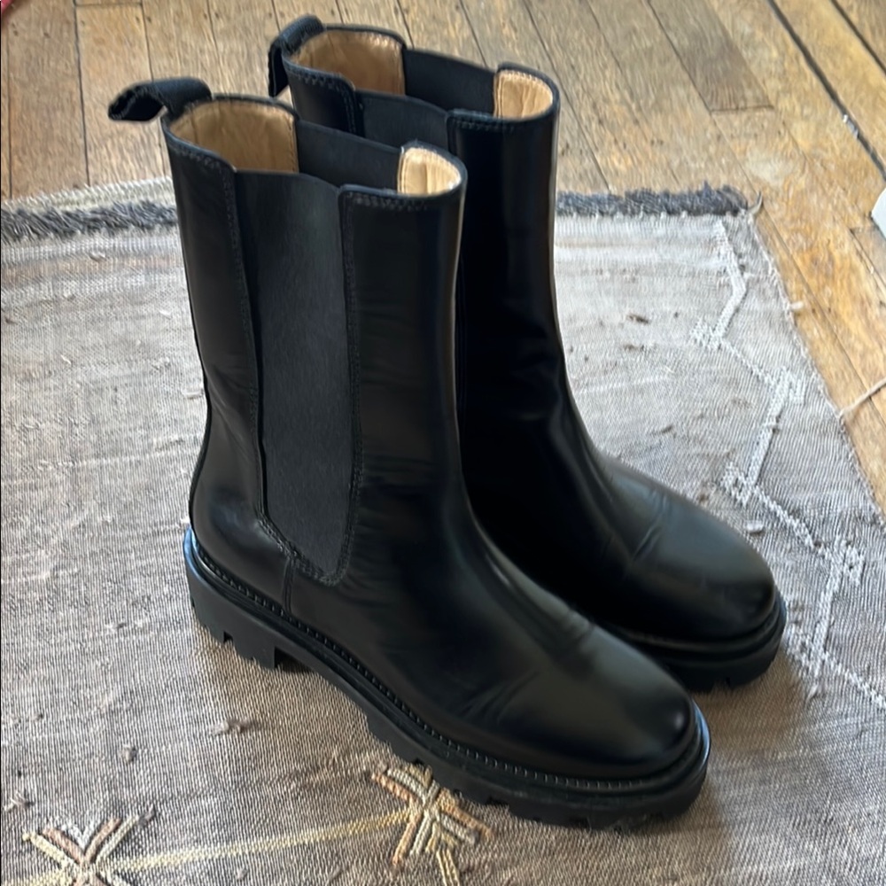 Isabel Marant lug sole black leather boots 39